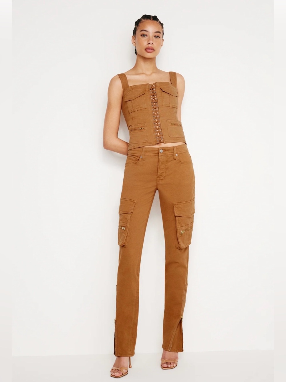 Good American twill cargo pants new